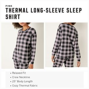 Victoria's secret pink plaid thermal long sleeve sleep shirt XXL